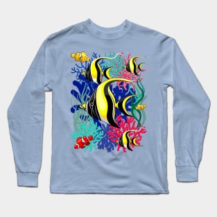 Angel Fish and Clown Fish Pattern Long Sleeve T-Shirt